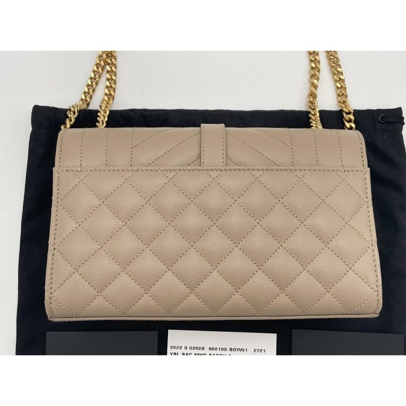 ❌SOLD❌Saint Laurent YSL Small Envelope Quilted Leather Crossbody Bag Purse Beige - Picture 4 of 12